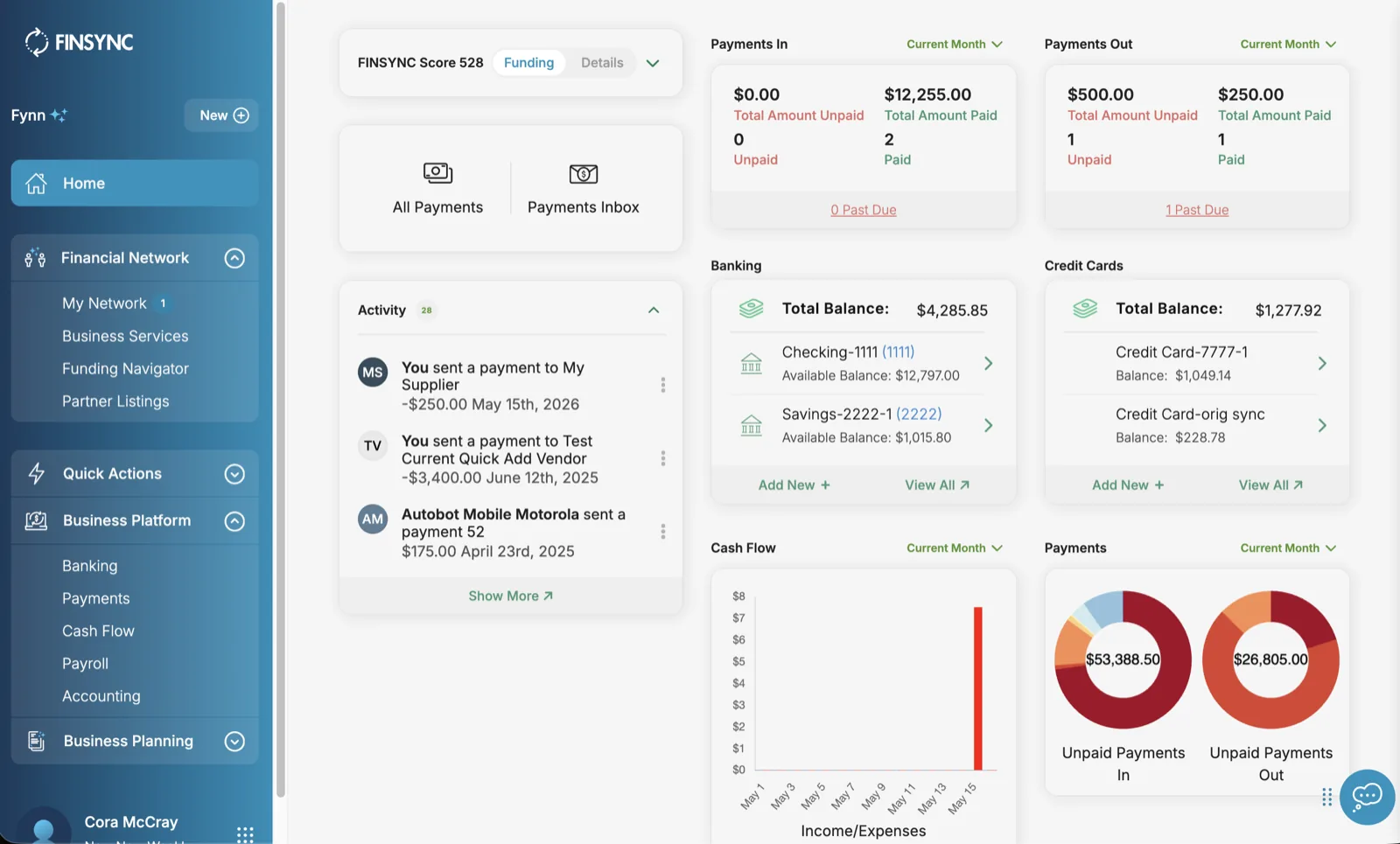 FINSYNC accounting dashboard