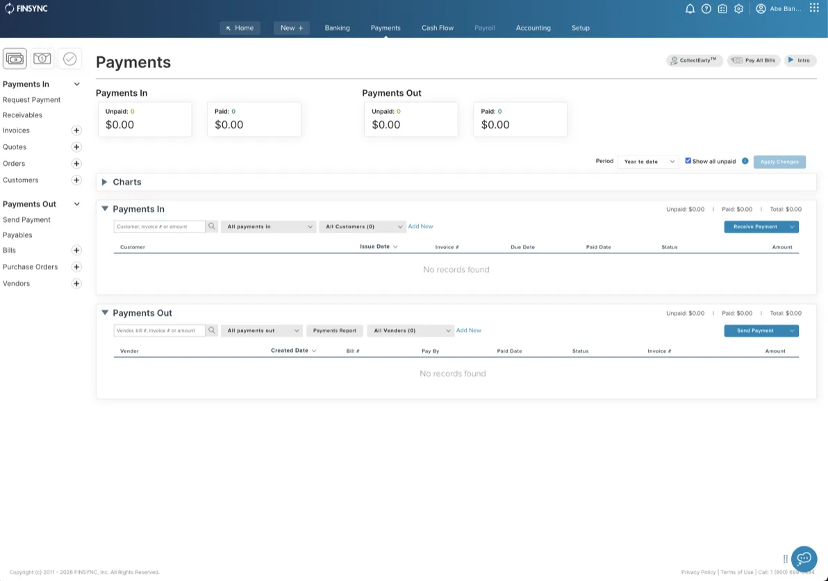 FINSYNC funding connections dashboard