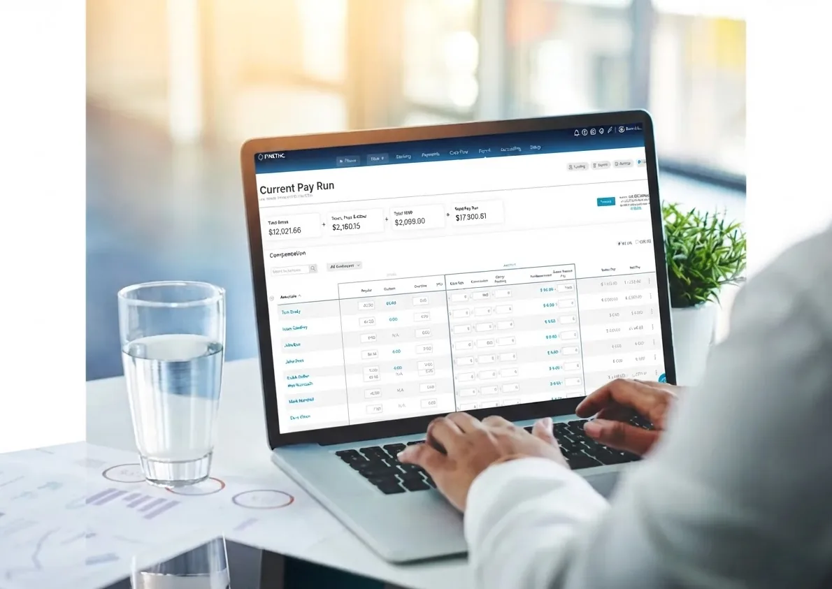 FINSYNC payroll current pay run with employee compensation detail