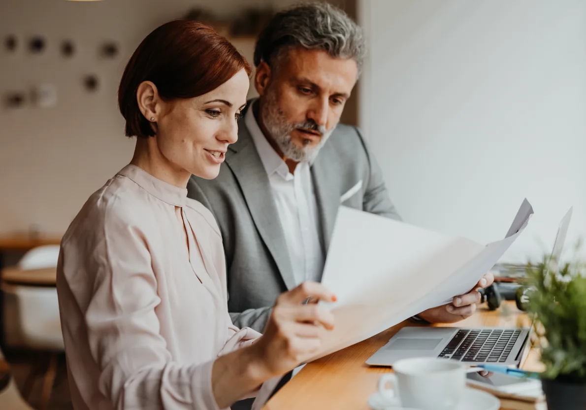 A business owner reviewing statements with her accountant