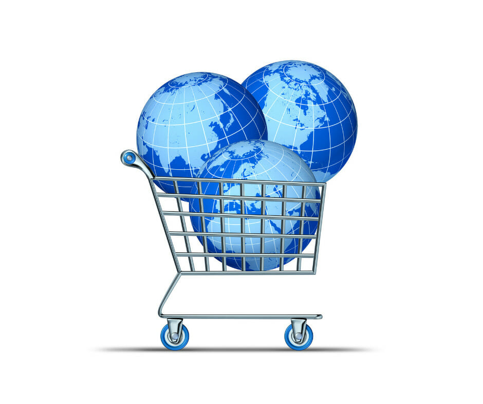 Shopping cart with multiple globes