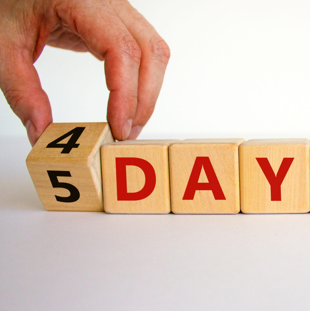 letter blocks with 5 day changing to 4 day