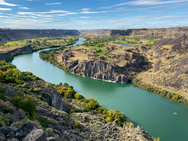 aerial photo of snake river canyon