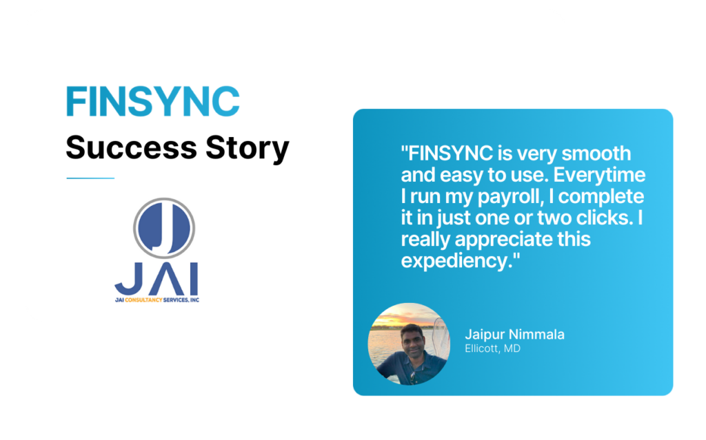 Image of Jaipal Nimmala, owner of Jai Consultancy and a quote about FINSYNC