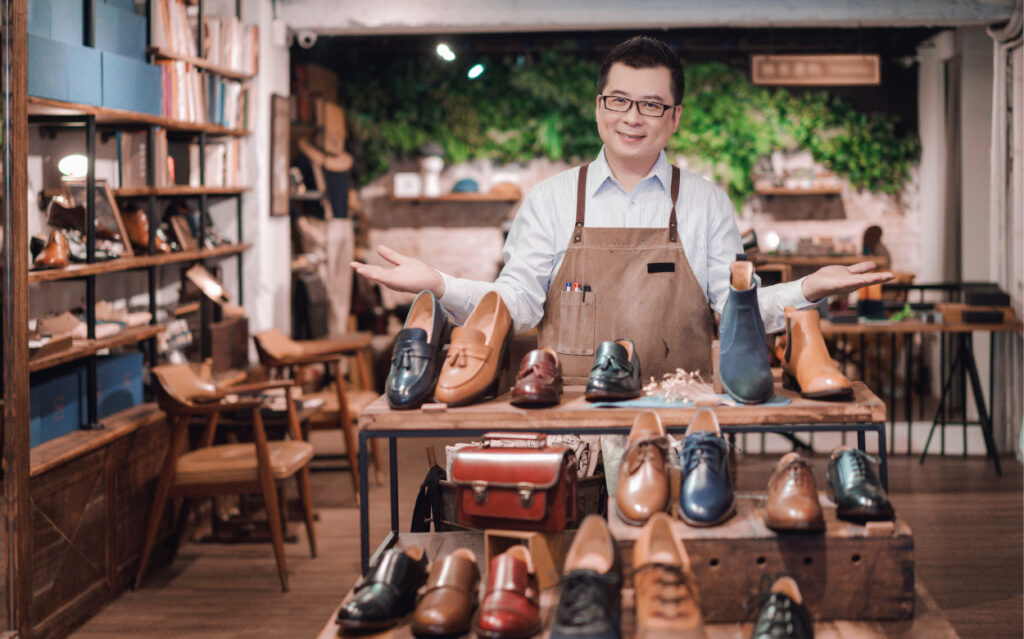 Man behind new shoes for sale