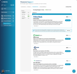 banks that FINSYNC matches to businesses