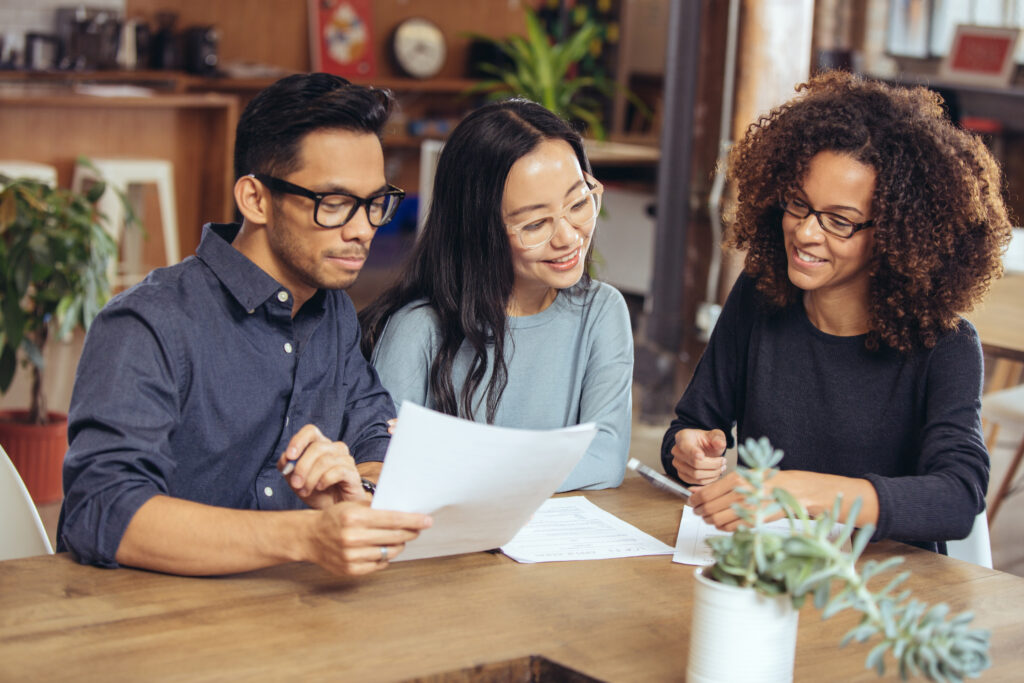 Couple getting financial advice for their small business