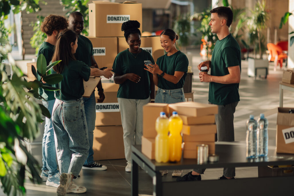 Group of community organisation members in modern office