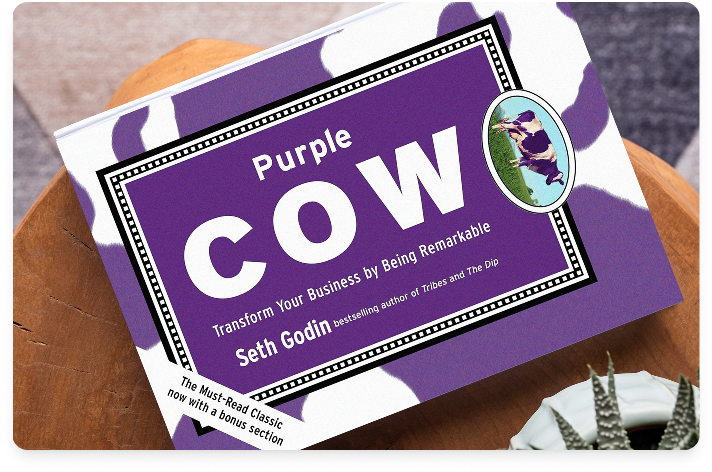 Image of the book cover for Purple Cow by Seth Godin